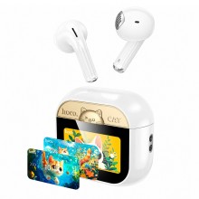 Беспроводные наушники HOCO EW89 Kissa TWS Bluetooth 5.4 с сенсорным дисплеем на зарядном кейсе и микрофоном Белые Беспроводные наушники HOCO EW89 Kissa TWS Bluetooth 5.4 с сенсорным дисплеем на зарядном кейсе и микрофоном Белые