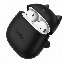 Беспроводные TWS наушники-вкладыши HOCO EW45 Bluetooth 5.3, кейс 350 мАч + силиконовый кейс Кот Черный Беспроводные TWS наушники-вкладыши HOCO EW45 Bluetooth 5.3, кейс 350 мАч + силиконовый кейс Кот Черный