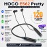 Бездротові вакуумні навушники HOCO ES62 Pretty Bluetooth 5.3 з мікрофоном, плеєром MicroSD до 32 ГБ, до 120 годин Чорні