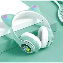 Беспроводные Bluetooth наушники для телефона и компьютера с микрофоном Cat VZV-23M с кошачьими ушками и подсветкой Micro SD для андроид и IOS Салатовые Беспроводные Bluetooth наушники для телефона и компьютера с микрофоном Cat VZV-23M с кошачьими ушками и подсветкой Micro SD для андроид и IOS Салатовые