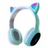 Беспроводные Bluetooth наушники для телефона и ПК с микрофоном CATear P58M USB детские с кошачьими ушками и цветной LED подсветкой для андроид и IOS Голубые