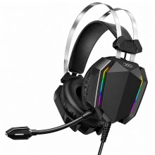 Ігрові провідні навушники XO GE-07 з мікрофоном 50 мм RGB USB 2 x 3.5 мм Чорні
