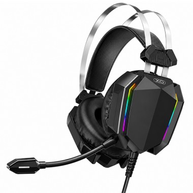 Ігрові провідні навушники XO GE-07 з мікрофоном 50 мм RGB USB 2 x 3.5 мм Чорні