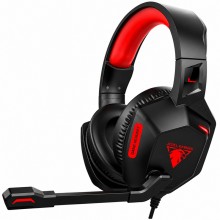 Ігрові провідні навушники Jedel GH-233 з мікрофоном 50 мм Jack 3.5 мм + USB та підсвічуванням Чорно-червоні