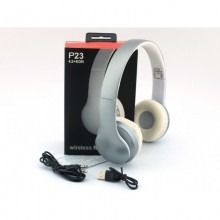 Беспроводные блютуз наушники для телефона и компьютера P23 Wireless Headphones с микрофоном для андроид и IOS Bluetooth 4.2 MicroSD FM Радио Серые с белым Беспроводные блютуз наушники для телефона и компьютера P23 Wireless Headphones с микрофоном для андроид и IOS Bluetooth 4.2 MicroSD FM Радио Серые с белым