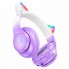 Наушники HOCO W42 Cat Ears беспроводные Bluetooth 5.3 с LED-подсветкой, кошачьими ушками, TF и AUX Фиолетово-белые