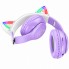 Наушники HOCO W42 Cat Ears беспроводные Bluetooth 5.3 с LED-подсветкой, кошачьими ушками, TF и AUX Фиолетово-белые
