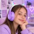 Наушники HOCO W42 Cat Ears беспроводные Bluetooth 5.3 с LED-подсветкой, кошачьими ушками, TF и AUX Фиолетово-белые