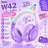 Наушники HOCO W42 Cat Ears беспроводные Bluetooth 5.3 с LED-подсветкой, кошачьими ушками, TF и AUX Фиолетово-белые