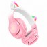 Беспроводные Bluetooth наушники HOCO W42 Cat Ears с LED-подсветкой, кошачьими ушками, TF и AUX Розово-белые
