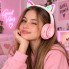 Беспроводные Bluetooth наушники HOCO W42 Cat Ears с LED-подсветкой, кошачьими ушками, TF и AUX Розово-белые
