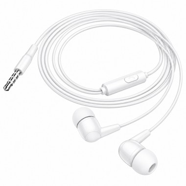 Наушники HOCO M97 Enjoy проводные 3.5 мм с микрофоном, Stereo Bass, вакуумные, кабель 1.2 м Белые