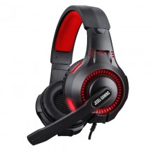 Проводные игровые накладные наушники с микрофоном Jedel GH-253 Gaming игровая гарнитура для компьютера и ноутбука с подсветкой USB и 2 Jack 3.5 мм Чёрные с красным (48817)