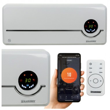 Обогреватель "тепловая завеса" Airo Kaminer 26389 White керамический настенный тепловентилятор 2 кВт с управлением по WiFi и пультом