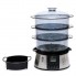 Пароварка электрическая Clatronic DG 3547 Inox домашняя трехуровневая скороварка на 800 Вт с чашей для риса