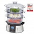 Пароварка электрическая Clatronic DG 3547 Inox домашняя трехуровневая скороварка на 800 Вт с чашей для риса