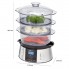Пароварка электрическая Clatronic DG 3547 Inox домашняя трехуровневая скороварка на 800 Вт с чашей для риса
