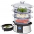 Пароварка электрическая Clatronic DG 3547 Inox домашняя трехуровневая скороварка на 800 Вт с чашей для риса