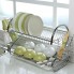 Сушилка органайзер для посуды настольная с поддоном Kitchen Storage Rack двухуровневая стойка из хромированного металла (46905)
