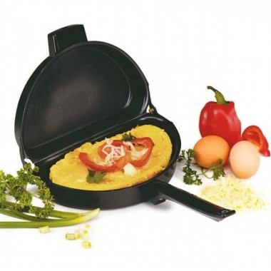 Двойная сковорода для омлета Folding Omelette Pan складная омлетница антипригарная с двухуровневой ручкой