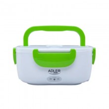 Пластиковый контейнер для еды Adler AD 4474 Зеленый с белым 40 Вт электрический ланч бокс с подогревом и крышкой 1,1 л питание от сети 220 В с ложкой