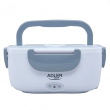 Пластиковый контейнер для еды Adler AD 4474 Серый с белым 40 Вт электрический ланч бокс с подогревом и крышкой 1,1 л питание от сети 220 В с ложкой