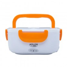 Пластиковый контейнер для еды Adler AD 4474 Оранжевый с белым 40 Вт электрический ланч бокс с подогревом и крышкой 1,1 л питание от сети 220 В с ложкой