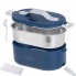 Ланч бокс з підігрівом електричний Adler AD 4505 Blue 55 Вт металевий контейнер для їжі з кришкою 0,8 л живлення від мережі 220 В з ложкою та розділювачем