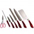 Набор кухонных ножей Royalty Line RL-KSS804 Red 8 предметов для кухни со стальным лезвием и специальным покрытием на подставке