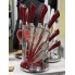 Набор кухонных ножей Royalty Line RL-KSS804 Red 8 предметов для кухни со стальным лезвием и специальным покрытием на подставке