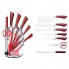Набор кухонных ножей Royalty Line RL-KSS804 Red 8 предметов для кухни со стальным лезвием и специальным покрытием на подставке