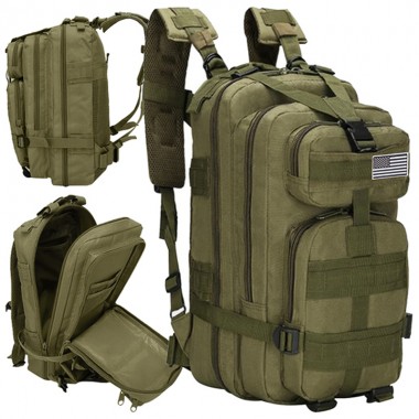 Рюкзак мужской тактический Trizand 8920 35 л оливковый с системой MOLLE, быстрым съемом и поясным ремнем