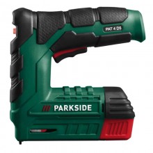 Степлер аккумуляторный строительный Parkside PAT 4 D5 электрический гвоздезабиватель для мебели и отделочных работ скобами и гвоздями USB зарядка