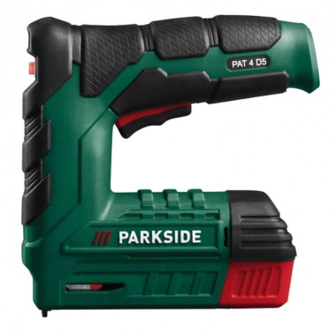 Степлер аккумуляторный строительный Parkside PAT 4 D5 электрический гвоздезабиватель для мебели и отделочных работ скобами и гвоздями USB зарядка