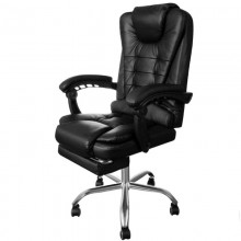 Кресло офисное компьютерное вращающееся Malatec 23286 Black стул на колесах с подставкой для ног наклоном спинки и регулятором высоты Кресло офисное компьютерное вращающееся Malatec 23286 Black стул на колесах с подставкой для ног наклоном спинки и регулятором высоты