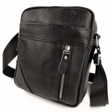 Чоловіча компактна шкіряна сумка через плече Tiding Bag M38-10131A чорна 18×21×7 — месенджер (барсетка) для документів і міста Чоловіча компактна шкіряна сумка через плече Tiding Bag M38-10131A чорна 18×21×7 — месенджер (барсетка) для документів і міста