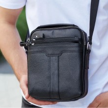 Мужская кожаная сумка-барсетка через плечо Tiding Bag 73957 черная 21×25×6 мессенджер с ремнем и ручкой Мужская кожаная сумка-барсетка через плечо Tiding Bag 73957 черная 21×25×6 мессенджер с ремнем и ручкой