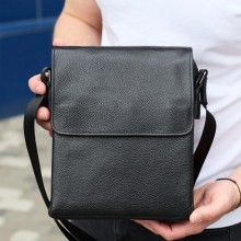 Мужская кожаная сумка мессенджер Tiding Bag 35775 черная 21.5x25x7 — барсетка через плечо для документов Мужская кожаная сумка мессенджер Tiding Bag 35775 черная 21.5x25x7 — барсетка через плечо для документов