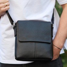 Мужская кожаная сумка мессенджер Tiding Bag 48450 21×23×5.5 черная — сумка планшет через плечо с клапаном Мужская кожаная сумка мессенджер Tiding Bag 48450 21×23×5.5 черная — сумка планшет через плечо с клапаном