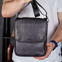 Мужская кожаная сумка мессенджер с клапаном Tiding Bag TD-20033 черная 24×20×6 — планшет через плечо для документов и города Мужская кожаная сумка мессенджер с клапаном Tiding Bag TD-20033 черная 24×20×6 — планшет через плечо для документов и города