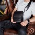 Мужская кожаная сумка мессенджер с клапаном Tiding Bag TD-20033 черная 24×20×6 — планшет через плечо для документов и города