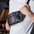 Мужская бананка из натуральной кожи Tiding Bag NM-50358 черная, нагрудная сумка для телефона 25×14×10 см