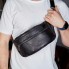 Мужская бананка из натуральной кожи Tiding Bag NM-50358 черная, нагрудная сумка для телефона 25×14×10 см