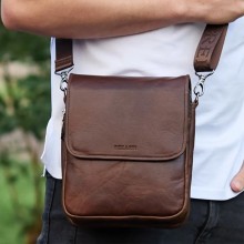Мужская кожаная сумка через плечо Tiding Bag TD-81020 коричневая — городская барсетка мессенджер 24×20×6 Мужская кожаная сумка через плечо Tiding Bag TD-81020 коричневая — городская барсетка мессенджер 24×20×6