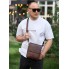 Мужская кожаная сумка через плечо Tiding Bag TD-81020 коричневая — городская барсетка мессенджер 24×20×6
