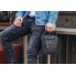 Мужская кожаная сумка планшет через плечо Tiding Bag LA3314-1BL компакный черный мессенджер для города