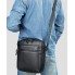 Мужская сумка мессенджер кожаная Tiding Bag 711511 черная 23×26×8 — вместительная барсетка через плечо