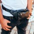 Компактная мужская бананка из натуральной кожи Tidin Bag 16431 черная, поясная сумка для телефона 24×12×8 см