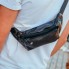 Компактная мужская бананка из натуральной кожи Tidin Bag 16431 черная, поясная сумка для телефона 24×12×8 см