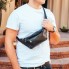 Компактная мужская бананка из натуральной кожи Tidin Bag 16431 черная, поясная сумка для телефона 24×12×8 см